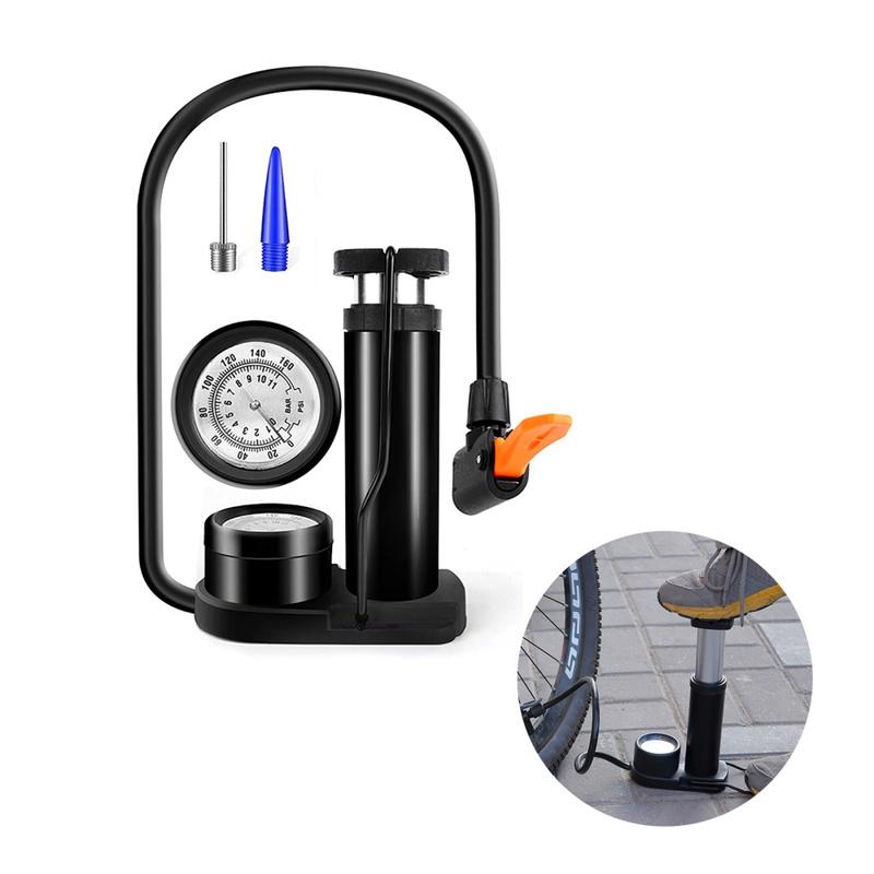 1PC Bike Pump Mini Portable Bicycle Foot Pump with Pressure Gauge Accessories Fits Valve Bicycle Air Pump.