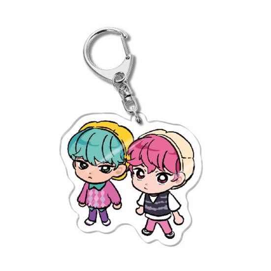 Korean Pop Cartoon Charm Acrylic Anime Character Boy Tiger Keychain Charm Cute Bag Backpack Charm Collectible Gift for Fans