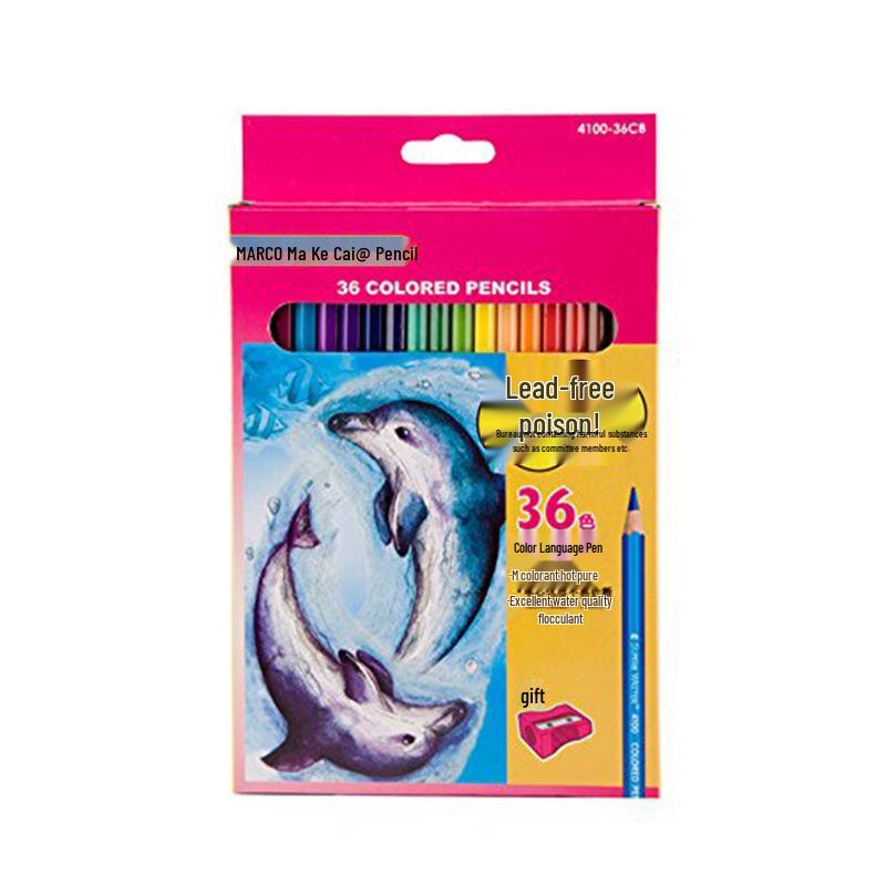 Marco 4100 Student Oil-Based Colored Pencils - 36 Colors with Sharpener 36 Colors