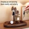 Entryway Key Holder Wooden Key Dish with Hooks Rustic Style Jewelry Dish Table Top Organizer for Keys Jewelry Glasses Watches Vanity Storage