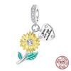 Copper You Are My Sunshine Sunflower Commemorate Pendants Charms Fits Genuine Charm Bracelet Women DoItYourself Jewellery Gifts