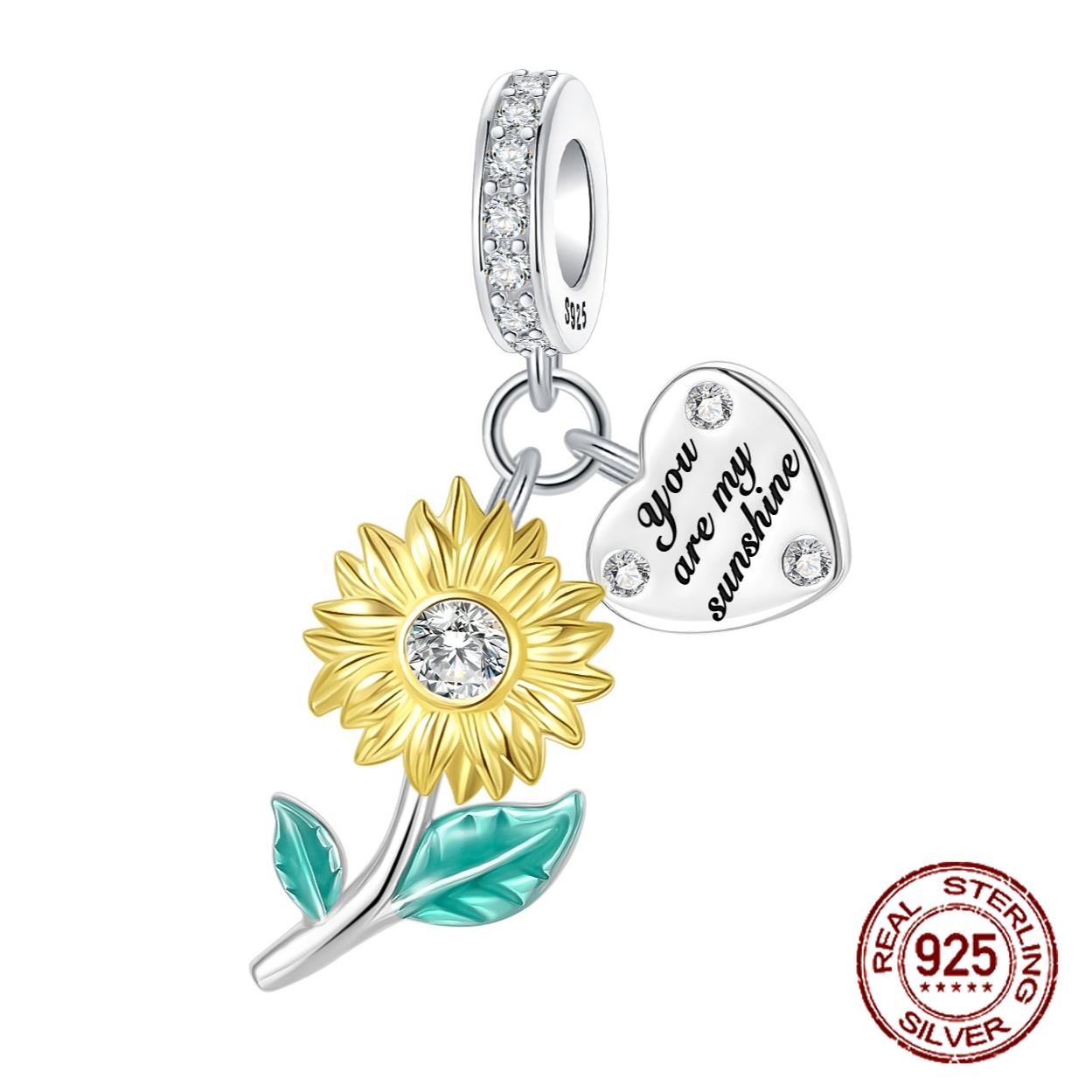 

copper You Are My Sunshine Sunflower Commemorate Pendant Charm Compatible With Authentic Charm Bead Charms Bracelets Women Do It Yourself Jewellery Gi
