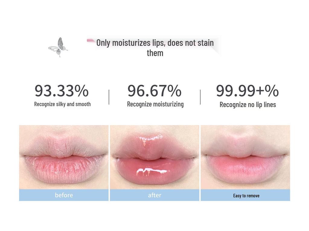 Translucent Glass Lips: FLORTTE Floria Butterfly Lip Essence Gloss Lipstick for Women