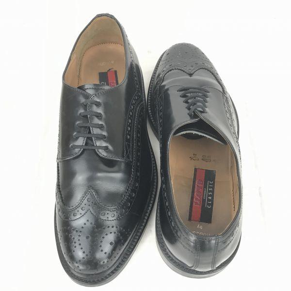 Lloyd Heavy Leather Wingtip 26.0 Black Medallion Dress Shoes Made in Germany(USED)