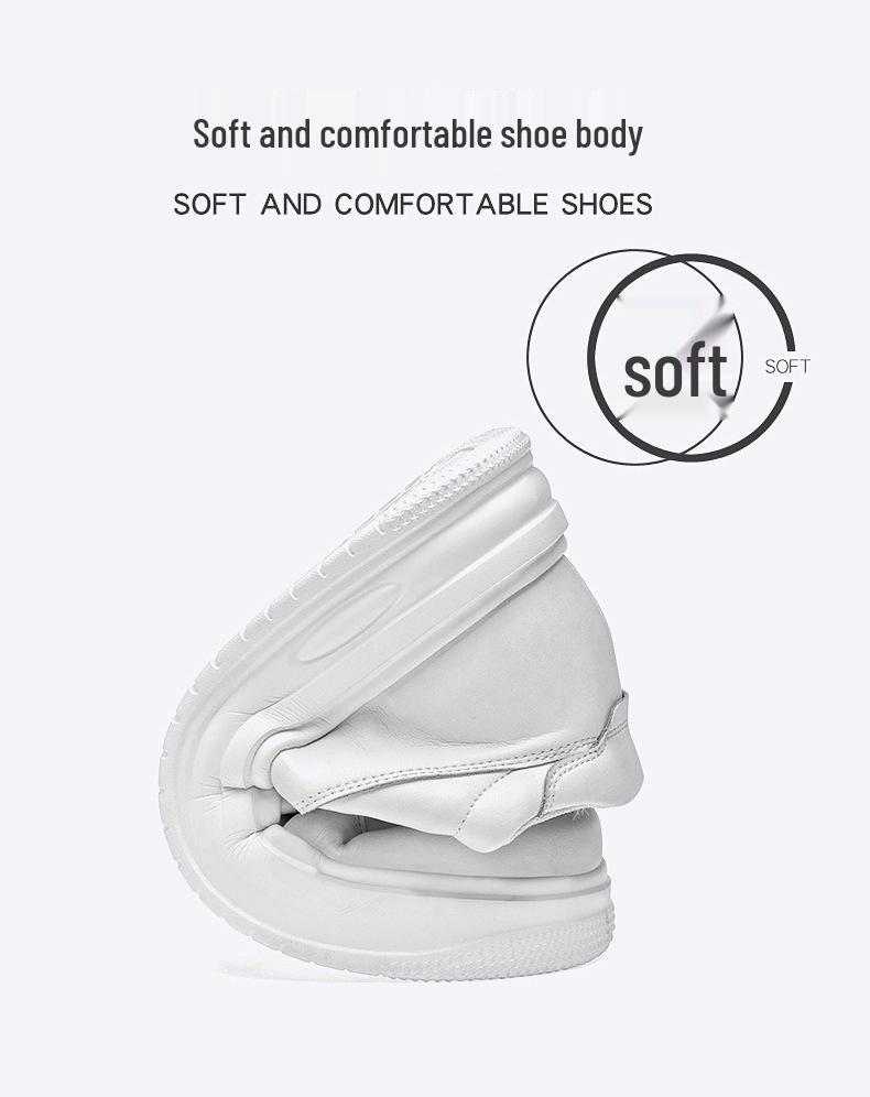 Invisible 8CM Height Boost White Casual Men's Cowhide Shoes - Autumn Fashion with Thick Sole