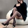 Glossy Finish Thigh High Stockings with Vintage Dots Pattern Oil Shimmery See Through Over Knee Long Socks for Women