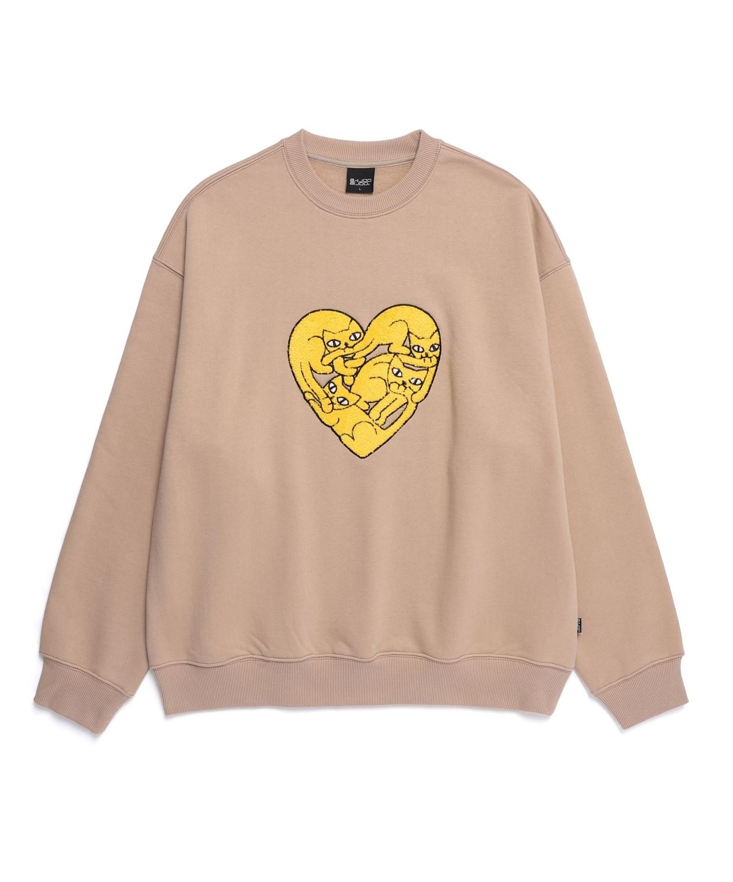 Bajubiju Heart Cat Sweatshirt [Beige] M
