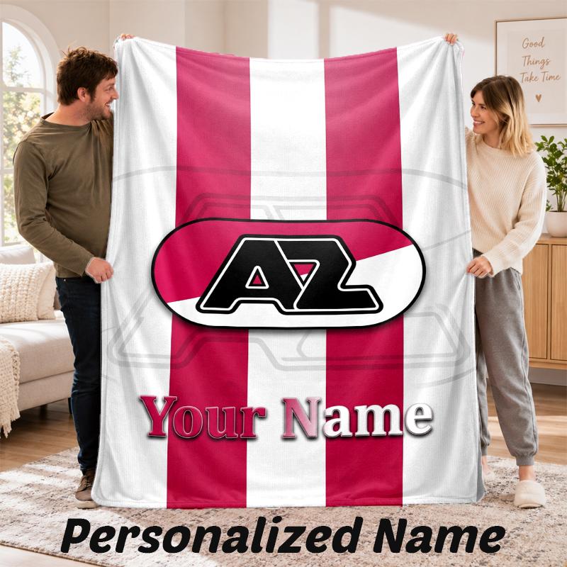 AZ Alkmaar Personalized Flannel Blanket Custom Name Text Soft Throw Blanket Home Decor