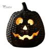 Black Braided Halloween Prop Handwoven Pumpkin Basket with Witch Hat Lid, Rustic Wicker Trick Fall Housewarming Gifts or Treat Bucket for Indoor