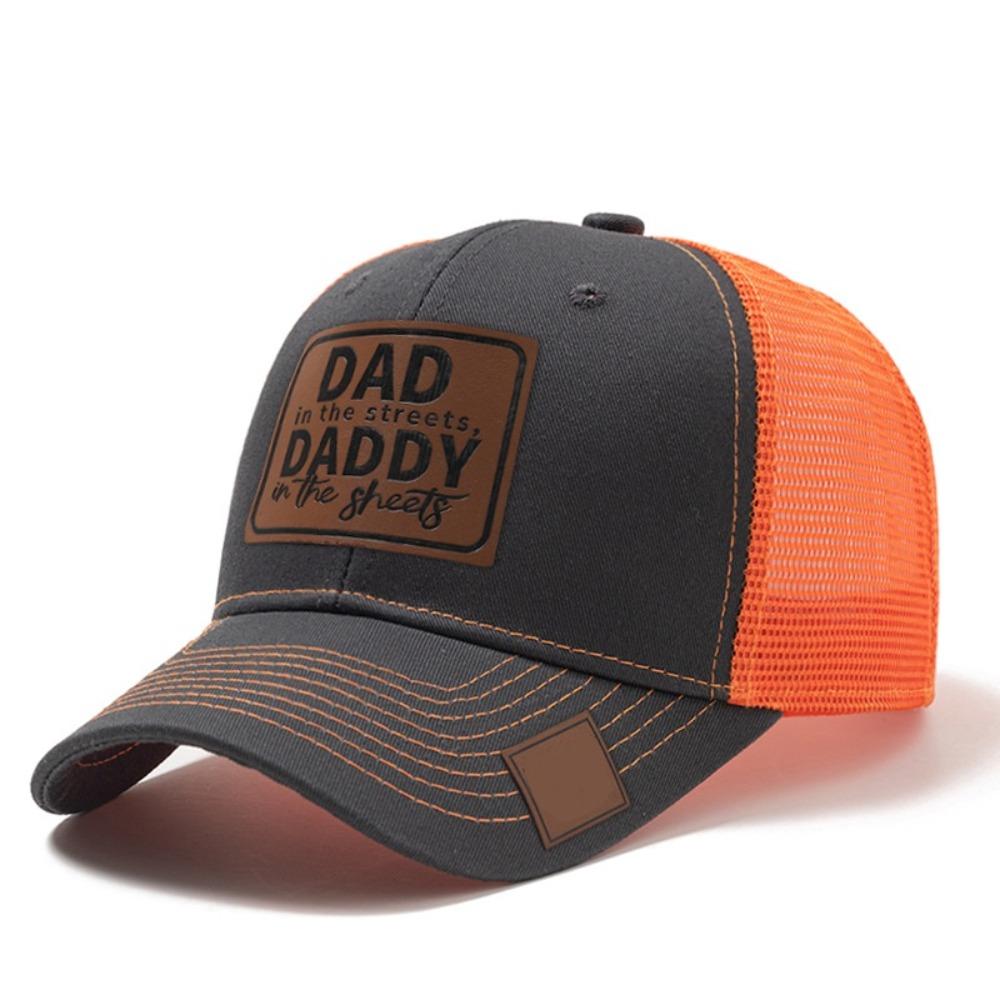 Casual Wear DADDY Trucker Hat Lether Patch Net Baseball Cap Sun Hat DAD Snapback Cap  Men & Women