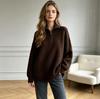 Solid color half-zipper lapel sweater women's soft waxy autumn and winter new loose and lazy outer wear pullover knitted top