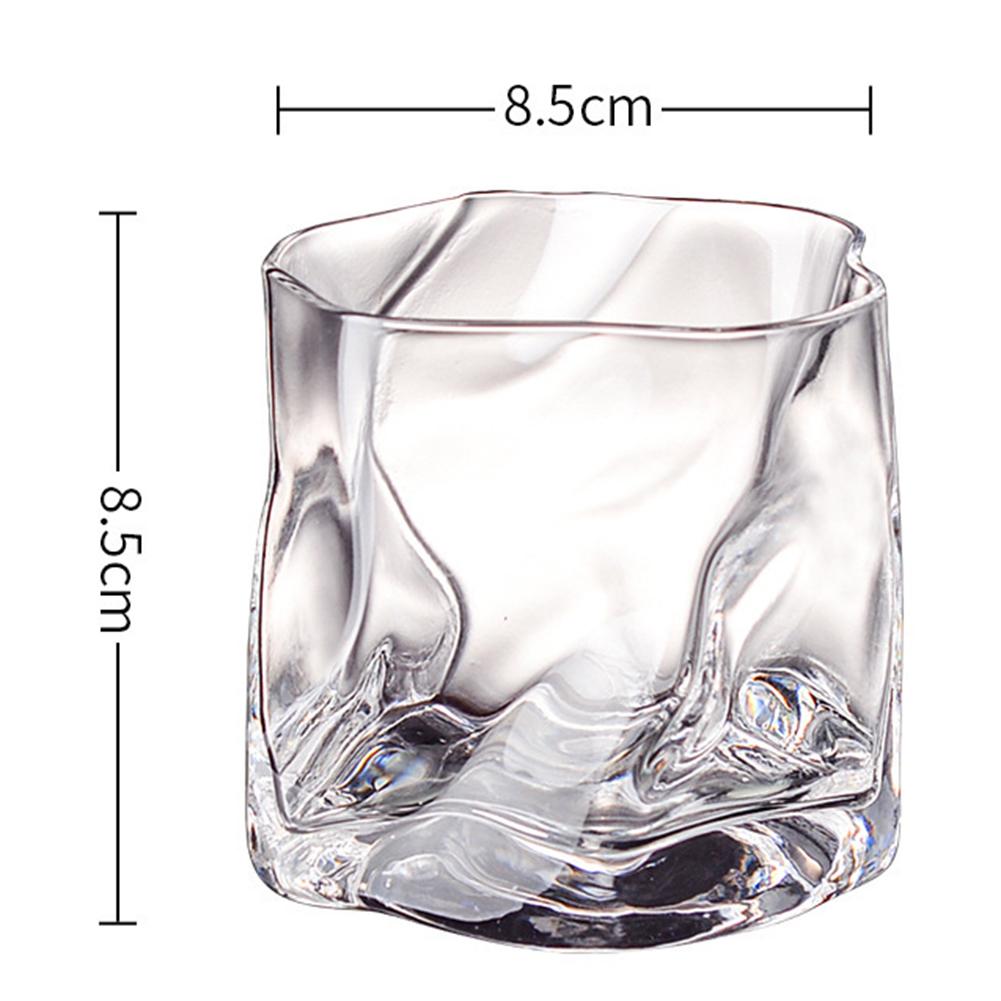 280 ml unregelmäßiges Glas für Whisky, durchsichtiger Glasbecher, Gletscherwein, Getränketrinkbecher, Haushaltsweinbecher für Feiertagstreffen