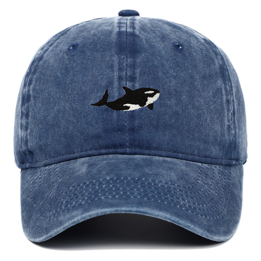 1ks Retro vypraná baseballová čepice s výšivkou žraloka pro ženy Muže Ležérní nastavitelná vypraná bavlněná čepice typu Dad Hat Unisex Klasické golfové čepice
