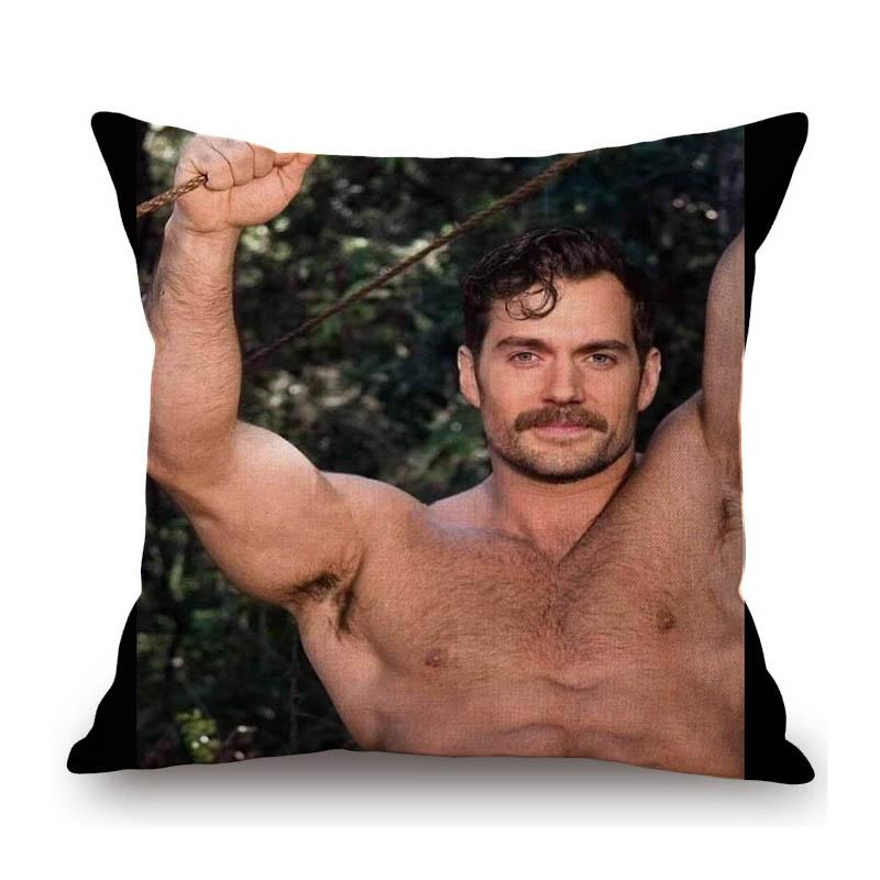Sexy Handsome Super Star Henry Cavill Muscle Man Fans Gift Cotton Linen Sofa Throw Pillow Case Home Decoration Art Cushion Cover