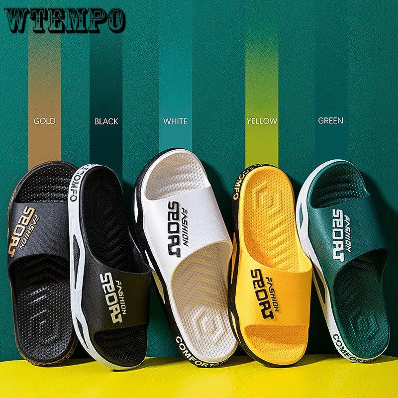 Men Slides Cloth Tape Woven Color Matching Stripe Wear-resistant Slippers (Available)