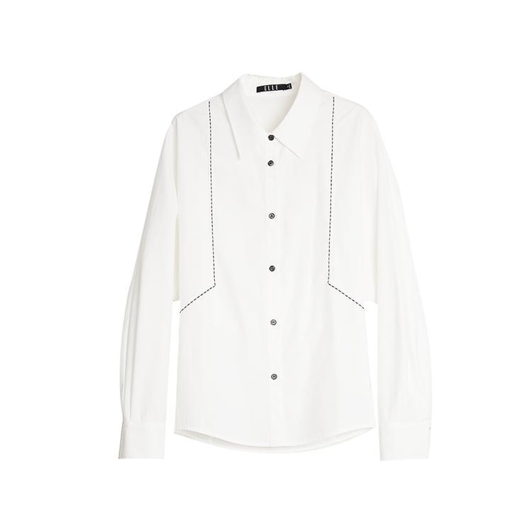 ELLE French Color Block Casual Loose Versatile Long Sleeve Shirt Women shirts EC52005