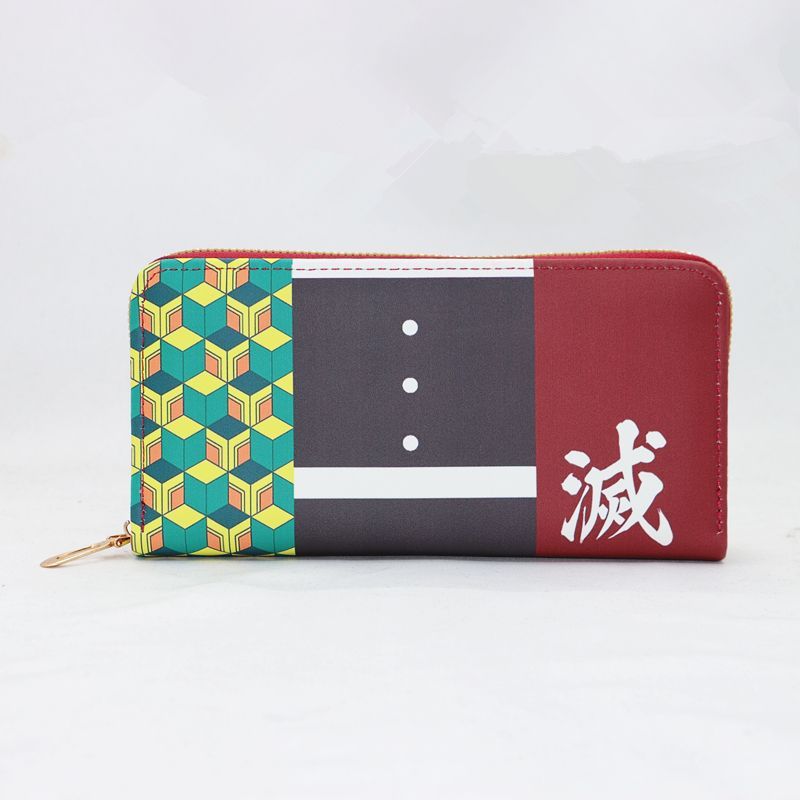 Wallet Anime Nezuko Agatsuma Zipper PU Wallet Print Coin Purse Cartoon Personality ID Card Holder Long Wallet Gifts