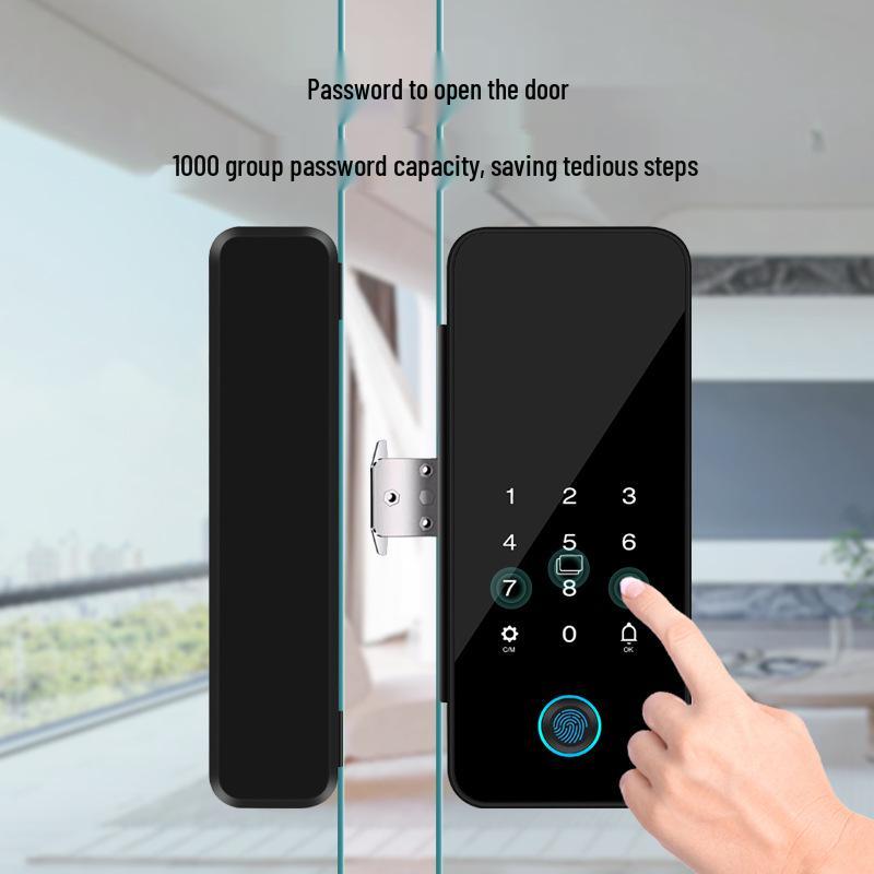 Fingerprint Glass Door Lock for Frameless/Framed Doors: Smart Electronic Lock with Password for Single/Double Doors in Offices.