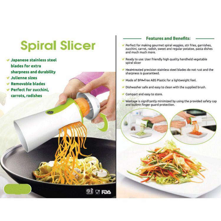 Langlebiger ABS- und Edelstahl-Gemüsespiralschneider mit Doppelklingen für gesunde Mahlzeiten