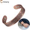 Vinterly Pure Copper Bracelets Men Vintage Viking Yggdrasil 15mm Adjustable Bangles Health Energy High Magnet Jewelry Resizable