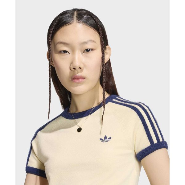 adidas Originals Knitted Round Neck Three Stripes Printed Comfortable T-Shirt Women Tops KS7376
