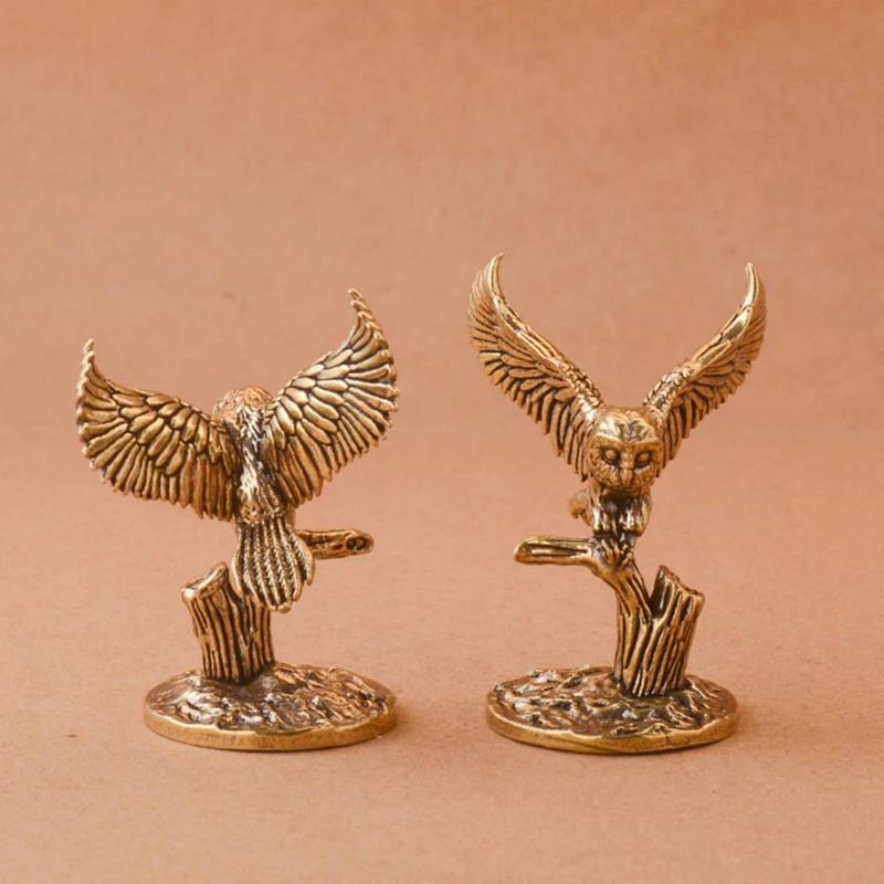 Vintage Eagle Figurine Copper Bird Statue Miniature Sculpture Ornament Office Desk Animal Decoration Home Decor Handmade Crafts