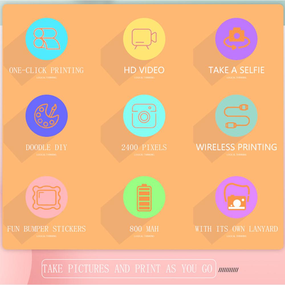 Imprimare instantanee Fotografie Camera pentru copii Mini imprimantă termică Video Camera digitală pentru copii pentru fotografie Jucării educaționale Cadou