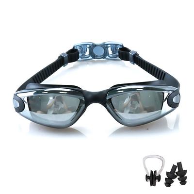 Professional Swimming Goggles Swimming Glasses with Earplugs Nose Clip Electroplate Waterproof Silicone