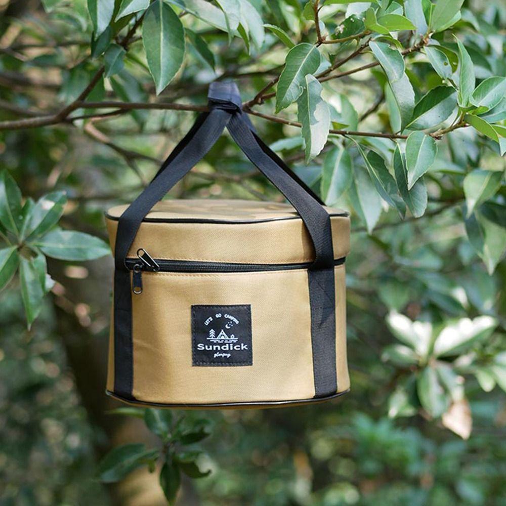 Tägliche Nutzung Oxford-Stoff Picknicktasche 9/14L Wasserdichter Topf-Aufbewahrungseimer Zylindrische Schüssel Becher Behälter Camp