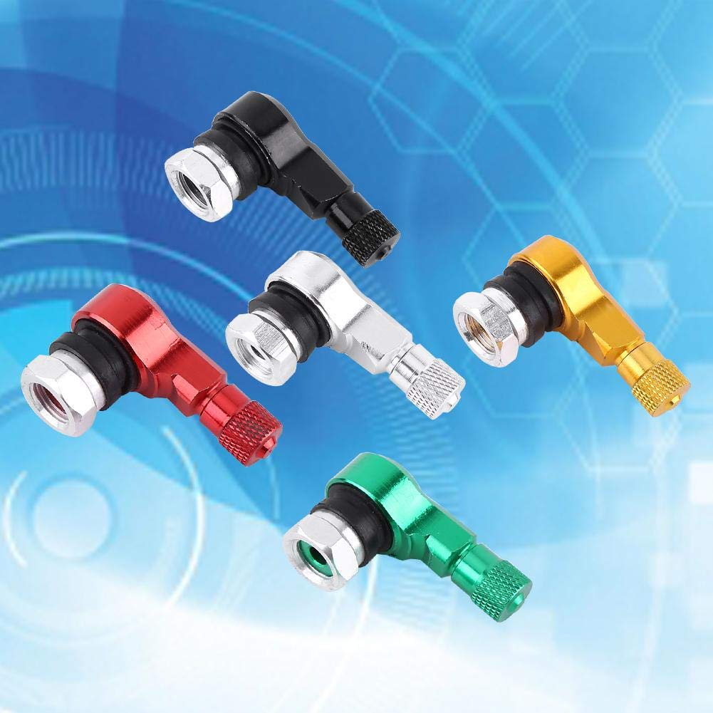 Tire Valve, 2pcs 11.3mm Universal Motorcycle Aluminum Wheel Tire Valve Stem Cap 90 Degree (Valve Stem Extension) (Red)