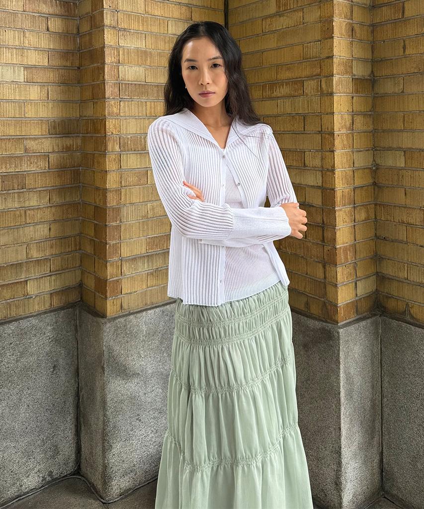 Baniseunyuyog 26Ss Pleated Tiered Skirt Mint