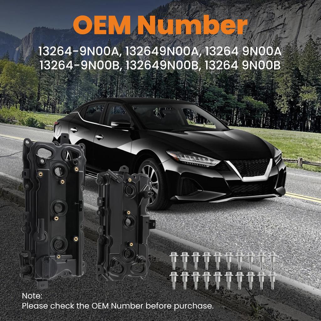 2pcs Cam Rocker Cover W/Gasket Screw Oil Cap Camshaft Rocker Cover Wear Resist for Nissan Maxima 2009-2020 Murano 3.5L 2015-2020