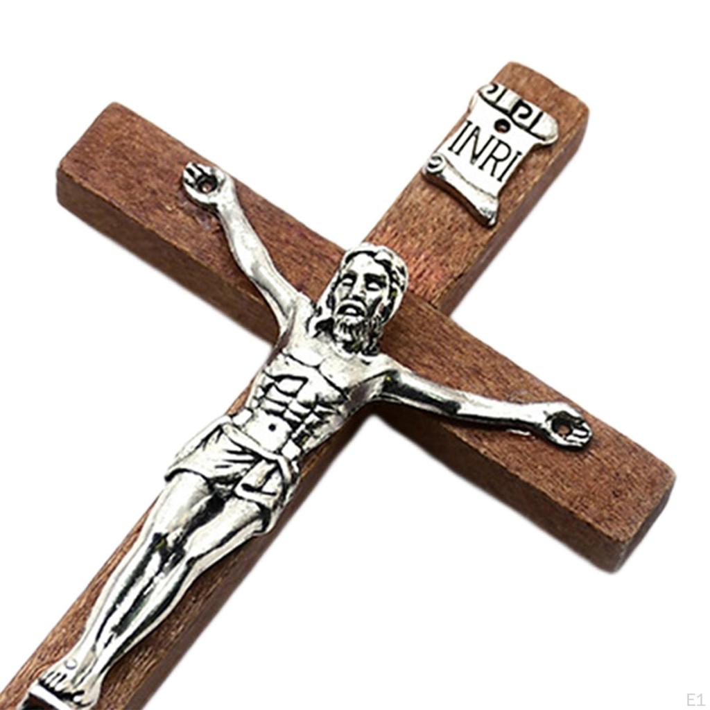 Divine Wooden Cross Crucifix Jesus Sculpture - Beautiful Tabletop Decoration for Spiritual Prayers