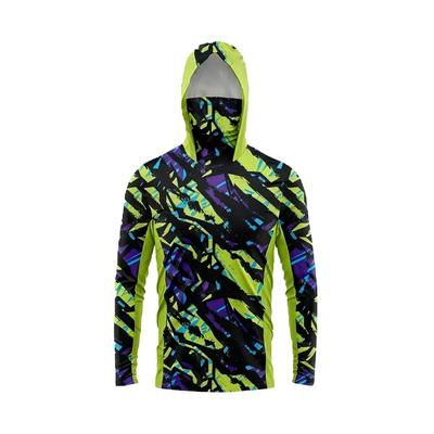 Taktischer Camo UPF50+ Angel-Hoodie Mit Gesichtsmaske 3D-Druck Unisex Schnelltrocknend Anti-UV Atmungsaktiv Outdoor-Angelshirt