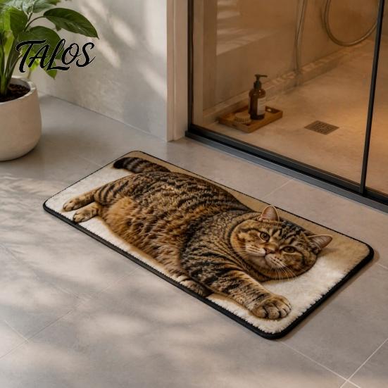 Non-slip Backing Carpet Cute Cat Shape Bathroom Rug, 3D Simulation Modeling, Soft Imitation Cashmere Rug Absorbent Floor Mat, Decorative Mat for Home