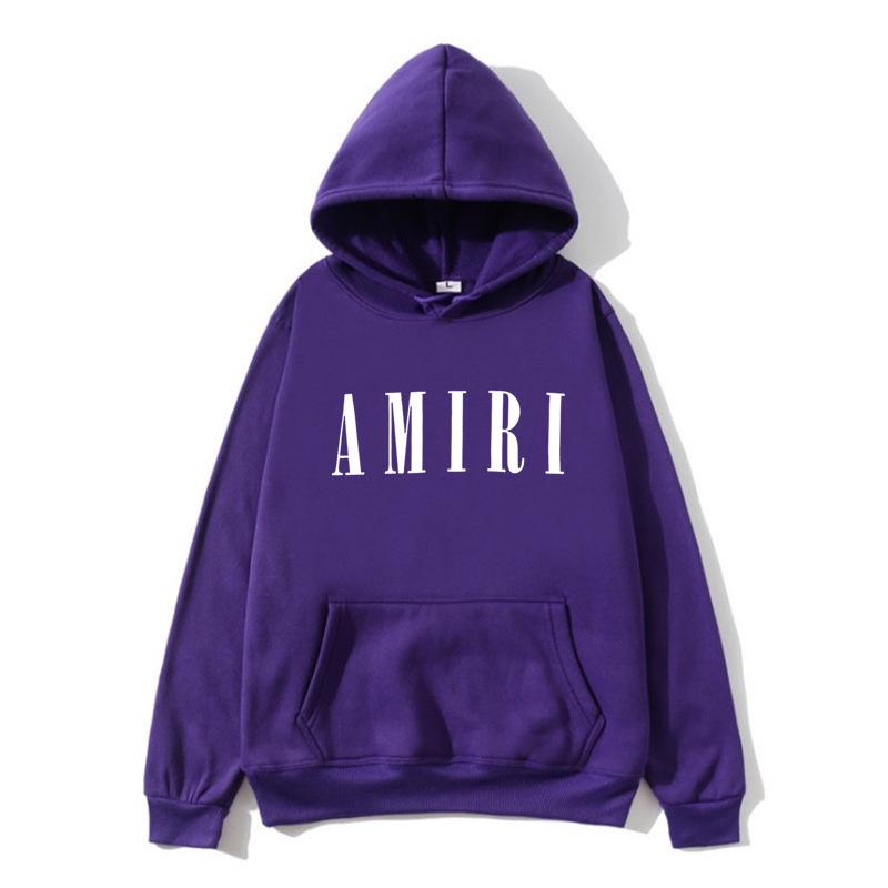 Autumn Winter Fleece Men's Amiri Hooded Loose Fit Trendy Brand Hoodie