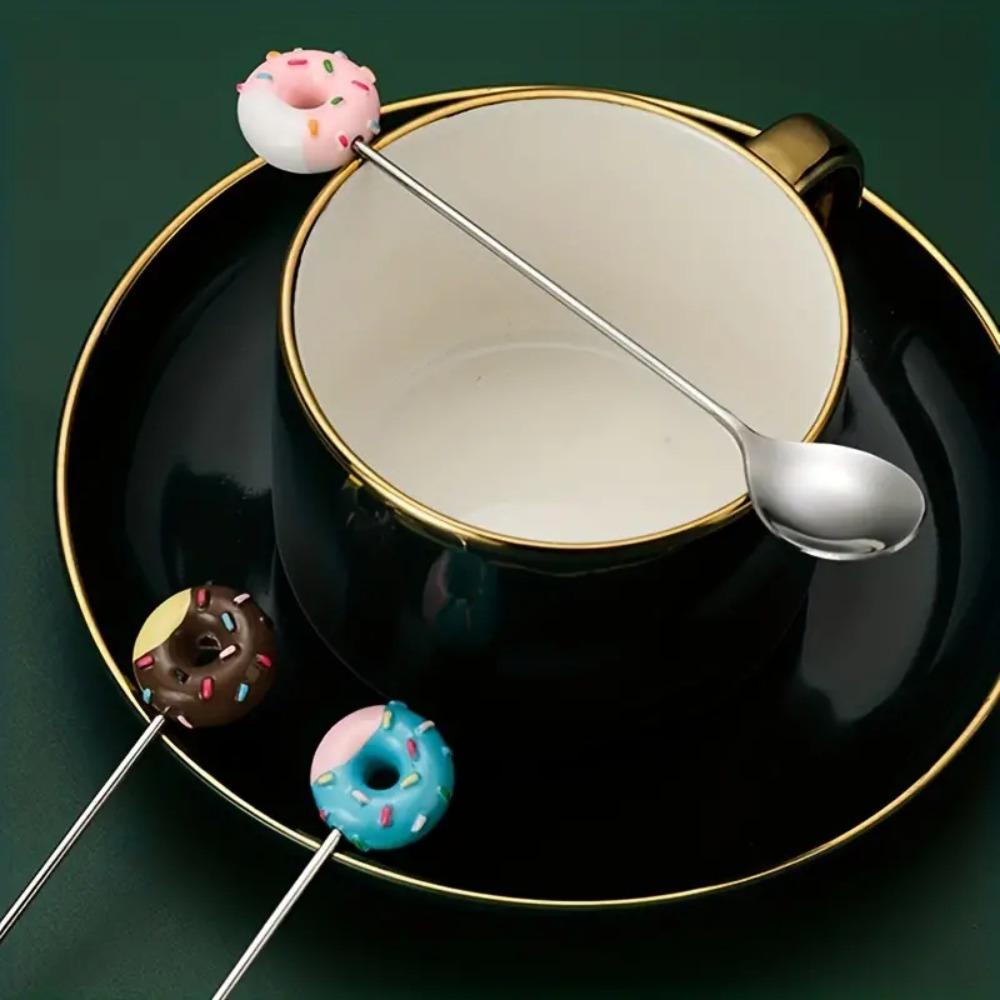 Stainless Steel Donut Spoon Colorful Designs Salad Mixing Spoon Coffee Spoons  Home Use