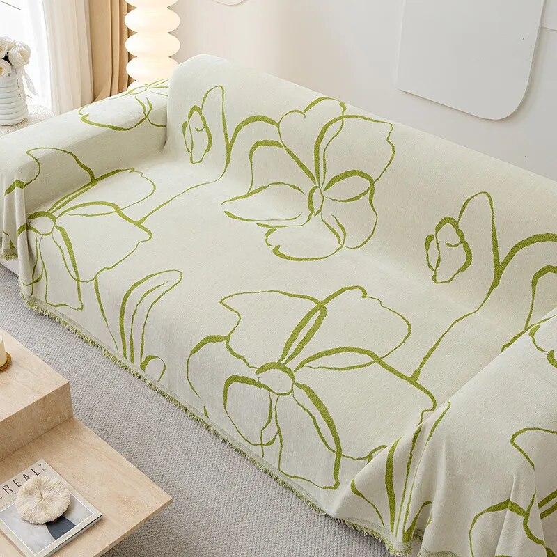 Floral Chenille Sofa Cover Modern Couch Blanket Universal Slipcover for Living Room Decor 1/2/3/4 Seats