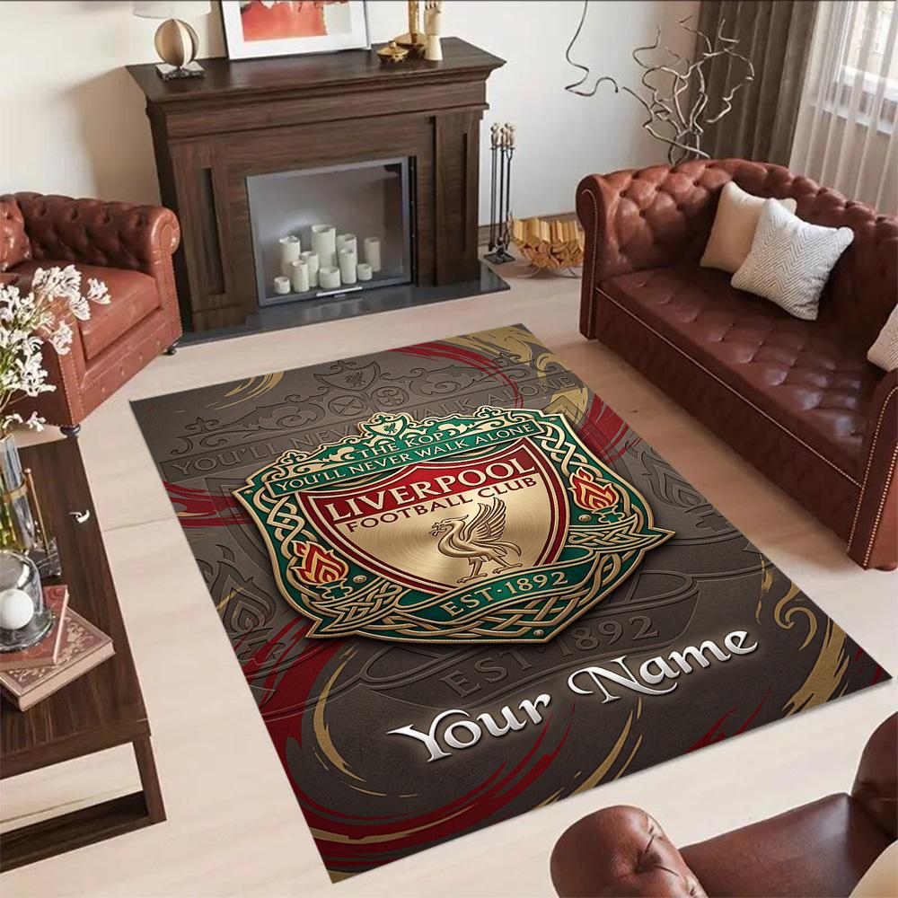 Liverpool Fc Customized Name Floor Rug Office Rug Design For Playrooms Dormitory Entryway Living Rooms Antislip Rug Anime Office Decor