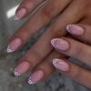 Cute Polka Dot Pink French Simple Nail Art Summer Short Almond Stylish Fake Nails Detachable Finished False Nails Press On Nails