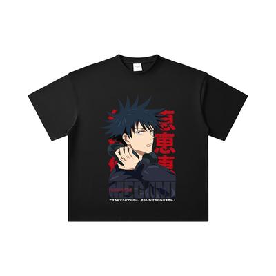 260 GSM Double Yarn 32 Count 100% Cotton Jujutsu Kaisen V38 Megumi Print Unisex Heavy Cotton T Shirt