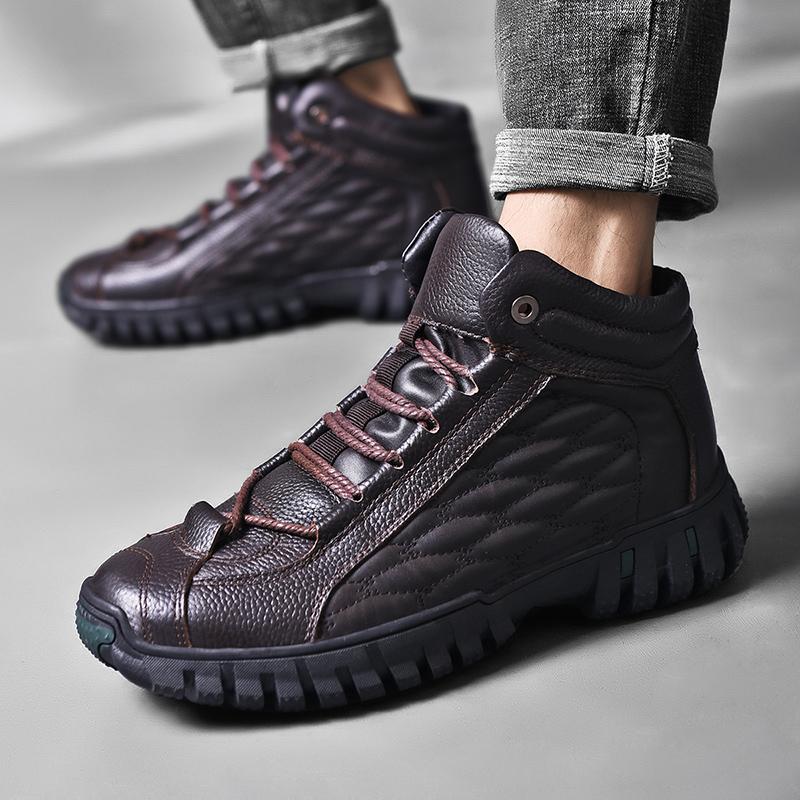 MCTIN Winter Trekking Snow Boots Warm Fur Barefoot Boots Outdoor Leather Ankle Booties Men Women Hiking Shoes