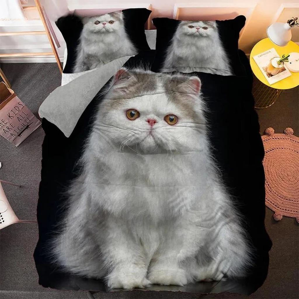 Lovely Pet Cat Bedding Set Animal Printed Covers Pillowcase Single Double King Queen Size Duvet Cover Kitty Pattern Quilt Cover