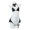 Night Listen Lingerie: Sexy See-Through Maid Role Play Set with Open Crotch, 3-Piece Women's Temptation Uniform
