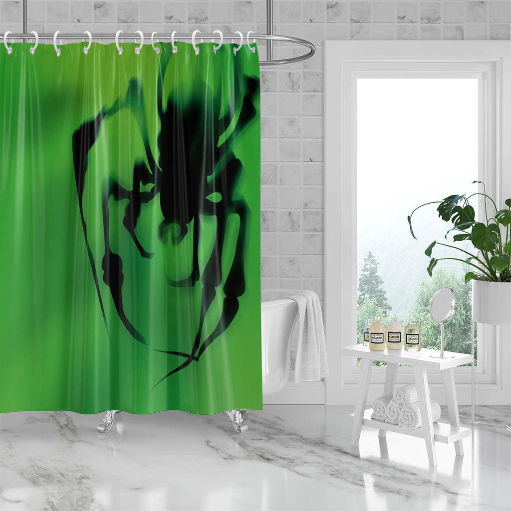1pc Halloween Horror Spider Printed Waterproof Shower Partition Privacy Curtain with 12 Hooks Multiple Sizes Machine Washable