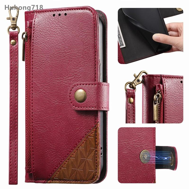For OPPO A3 A3X A5 A33 A53 A53S A54 A54S A73 A74 A80 A93 A93S 2020 Pro 4G 5G Wallet Case Flip Leather Cover Zipper Coin Pocket Soft Full Body