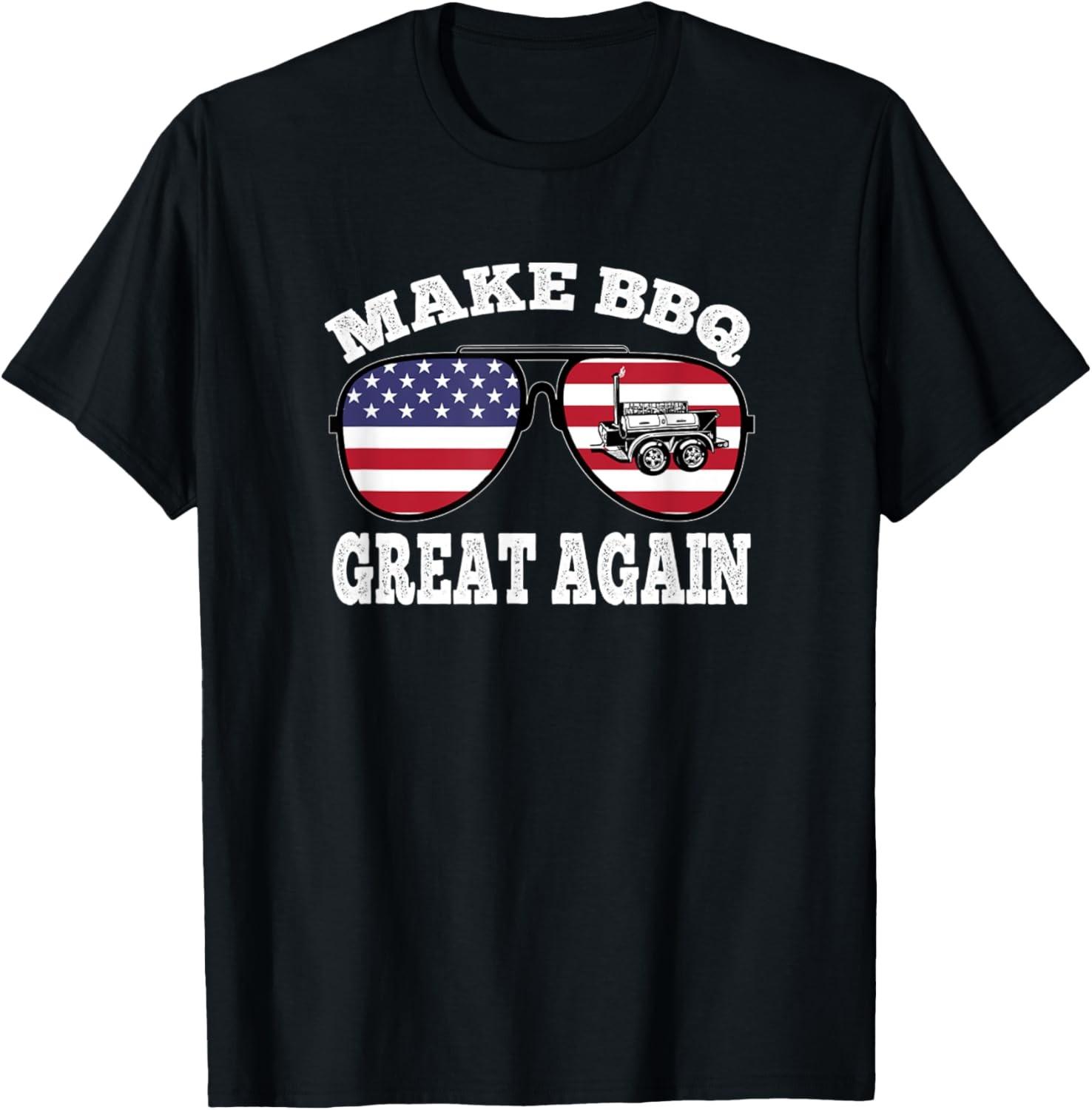 Make B.B.Q Great Again, Patriotic Sunglasses, Offset Smoker T-Shirt XXXXL
