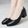 Soft Leather Shoes Black Spring New Comfortable Shallow Mouth Leather Shoes Soft Sole Flight Attendant Single Shoes