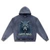 DTG print Knitted Denim Zip-Up Hoodie Canis Lupus Brother Print Zipper Hoodies  