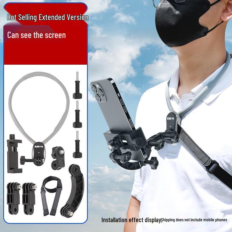Neck-Mounted Sports Camera and Phone Holder for Cycling